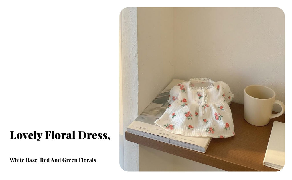 Cute Design Floral Pet Dress Soft and Comfortable Dog Dress Puff Sleeve Design for Dogs, Cats, Springtime, Photoshoots, Parties
