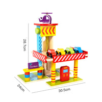 3 Level Car Garage Interactive Play Wooden Parking Center Wooden Parking Garage for Kids