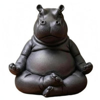 Resin Meditation Hippo Ornament Rounded Statue Sculpted