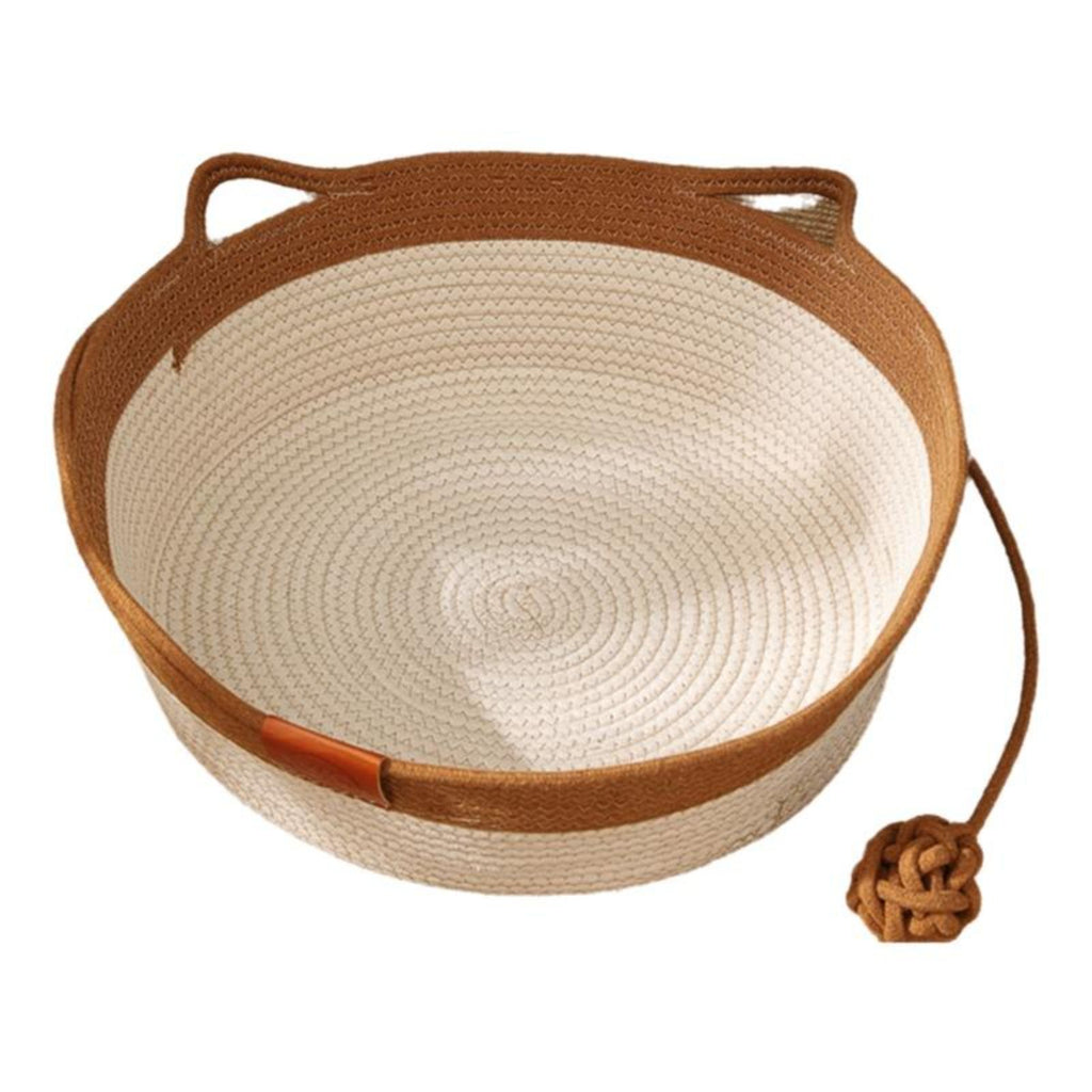Cat Bed, Woven Basket, All-Season, Scuff-Resistant, Washable