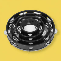 4 Pieces Black Tambourine Set Easy to Play Tambourine with Bells Clear Crisp Sound Musical Instrument for Kids, Dance Performance, Band Accompaniment