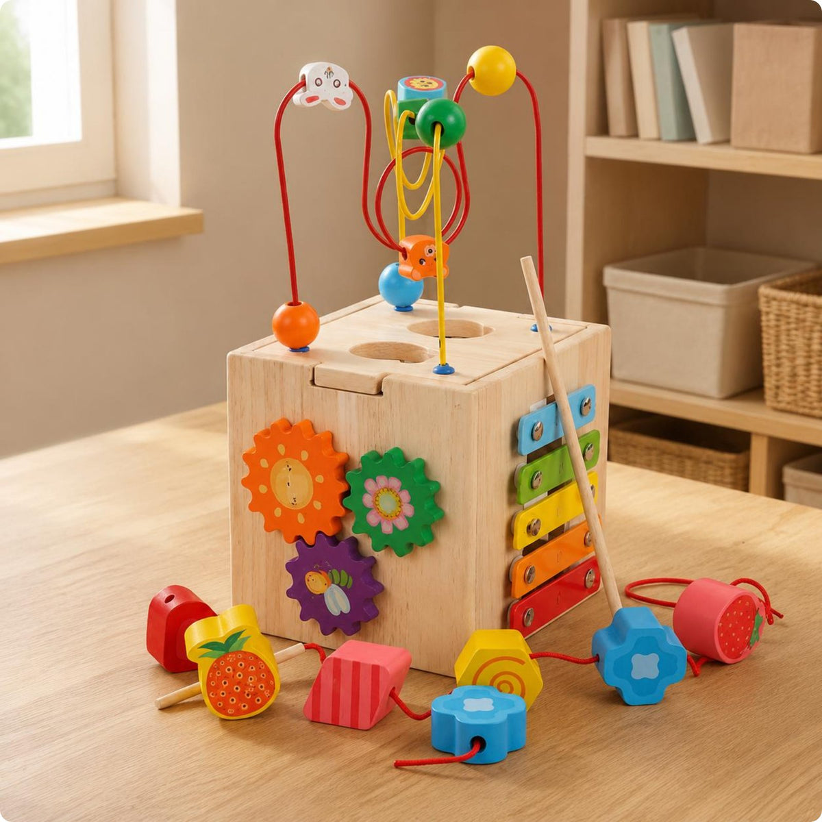 Montessori Activity Cube Hands-on Learning Montessori Busy Box for Daycare, Kids