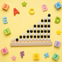 Educational Counting Board Stacked Beads Wooden Counting Board Red Numbers