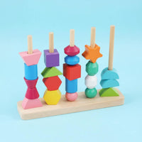 Wooden Shape Sorter Stacker Fine Movement Skills Development for Preschoolers