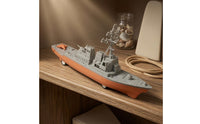 Pull-Back Warship Toy Gray and Orange Pull-Back Warship Detailed