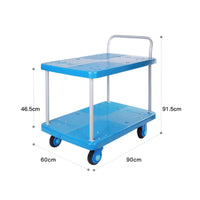 Two-Tier Hand Cart Folding Flat Cart Smooth Effortless-Rolling Casters Folding Hand Truck