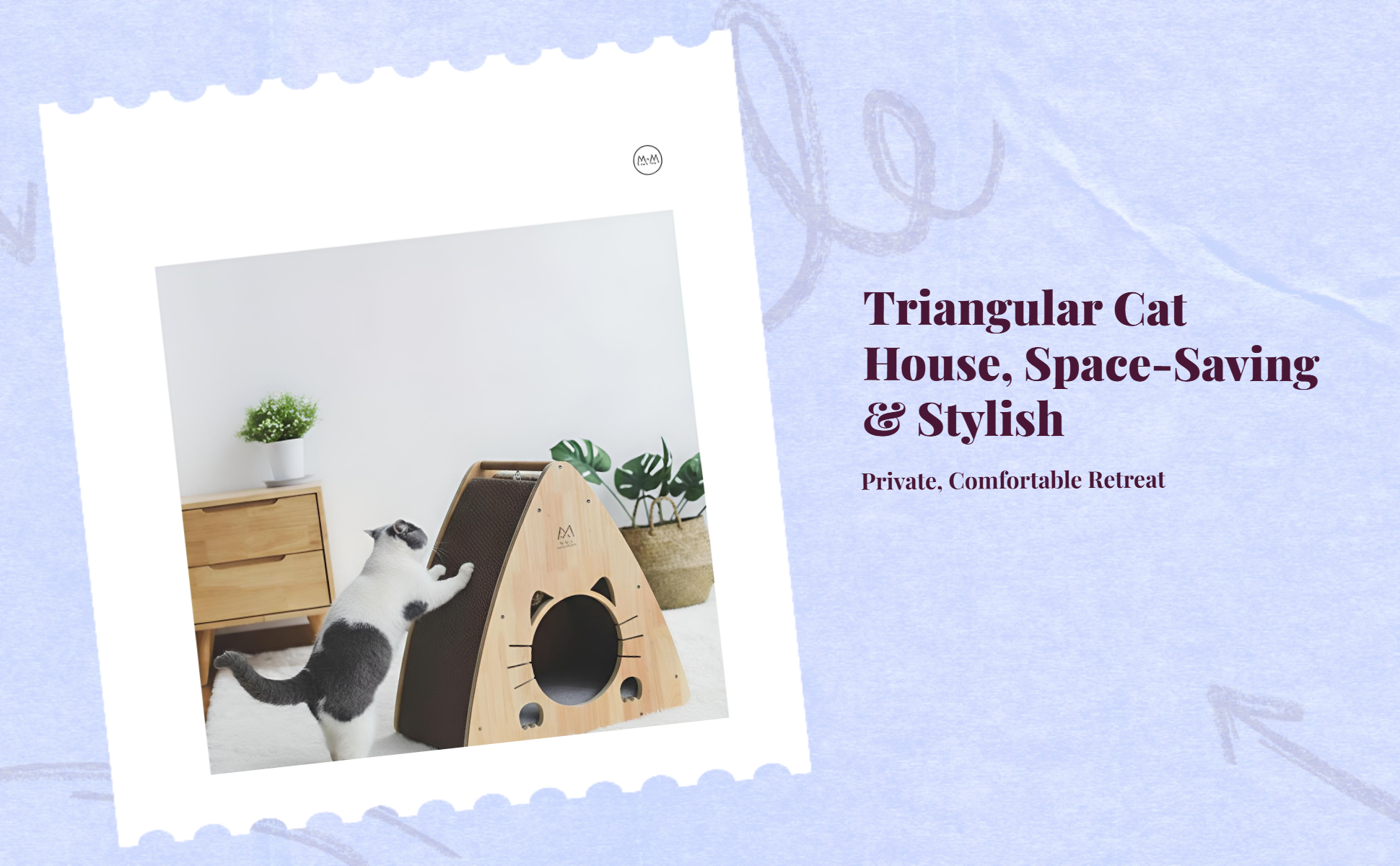 Triangular cat scratcher-bed combo
