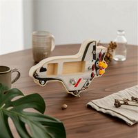 Wooden Spaceship Busy Board Lumber Space Shuttle Busy Board Screen Young Child Learning Gear for Preschool, Classroom, Playroom