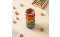 6 Pieces Wooden Colorful Bowl Set Nested Nesting Bowl Set Stackable Tableware