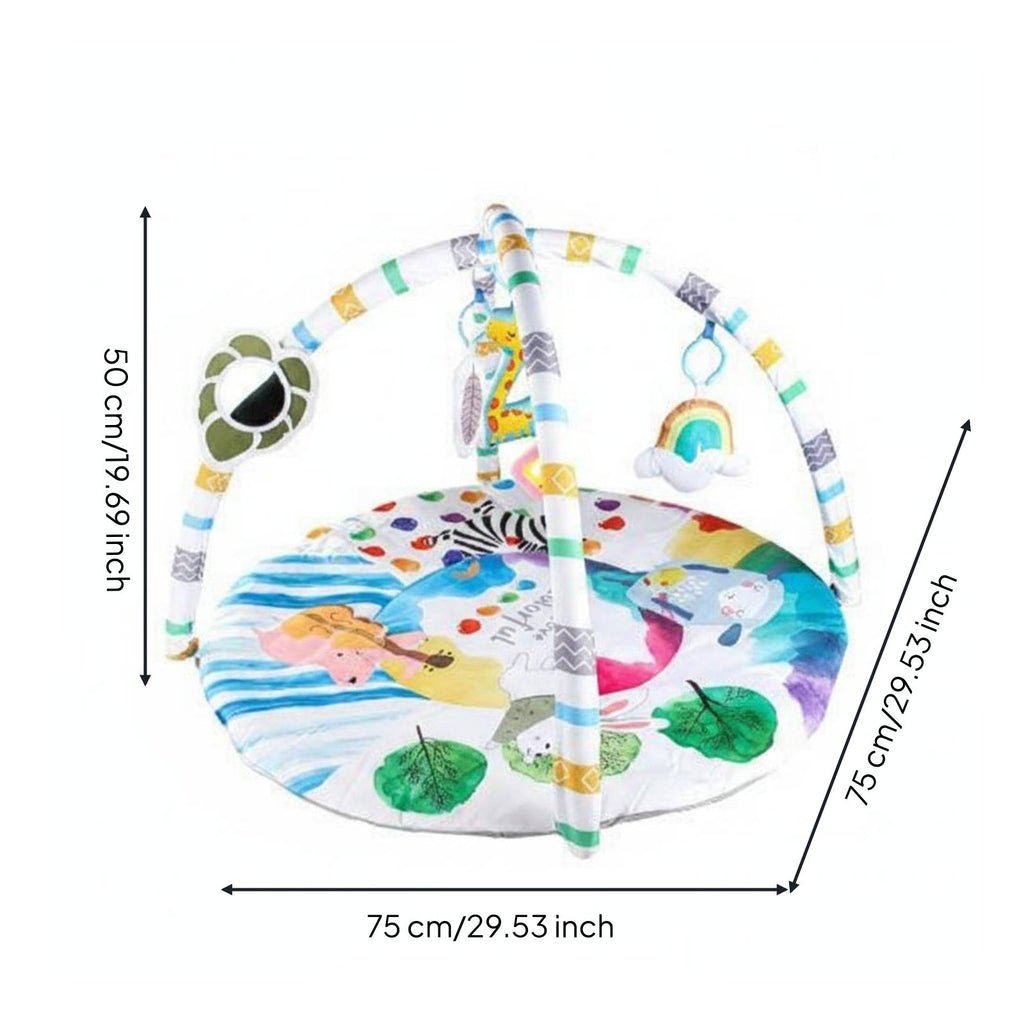 Infant Play Gym with Toys Sensory Stimulation Round Tummy Time Mat for Newborns