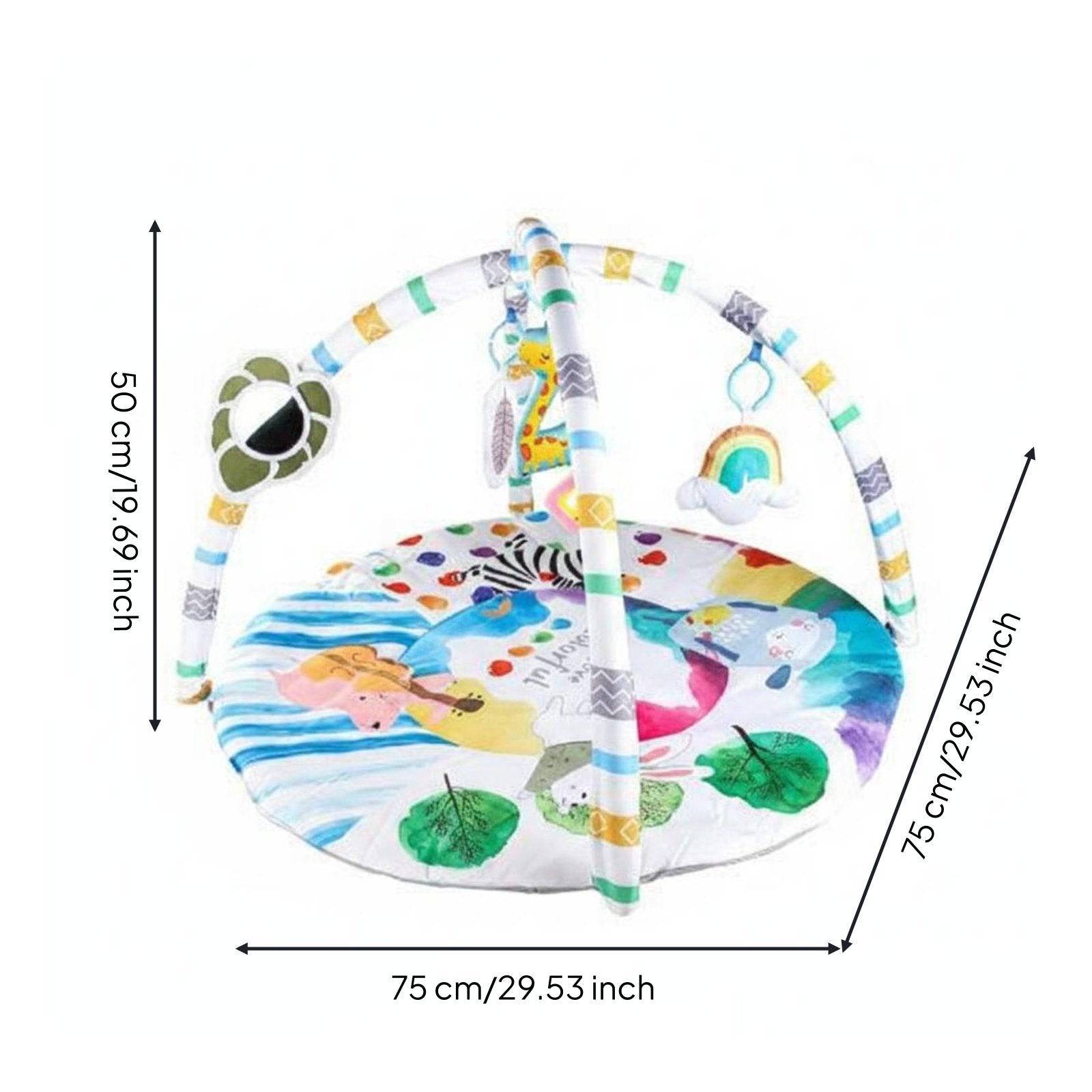 Infant Play Gym with Toys Sensory Stimulation Round Tummy Time Mat for Newborns