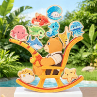 Wooden Fishing Stacking Toy Educational Wooden Balance Stacking Toy Hand-Eye Coordination for Preschoolers, Young Children, Preschool, Kindergarten