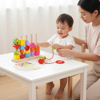 Wooden Bead Stacking Set STEM Learning Bead Threading Game