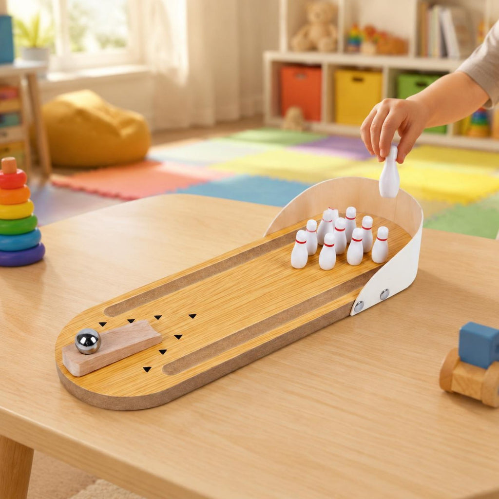 Wooden Bowling Set Sturdy Mini Bowling Set Compact for Indoor, Toddlers