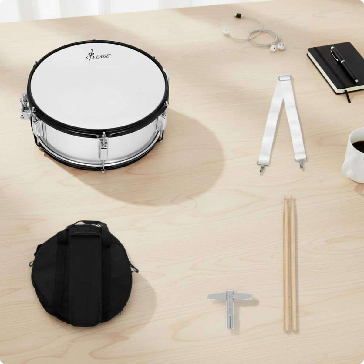 14 Inch Snare Drum with Shoulder Strap Marching Snare Drum Drumsticks Included