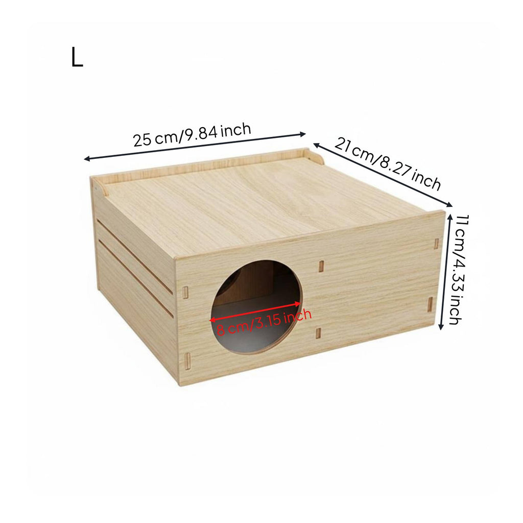 Wooden Hamster Hideout Natural Wood Multi-Room Hamster House Easy to Assemble