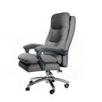 PU Leather Executives Chair Gray High Back Office Chair Upholstered for Study Room