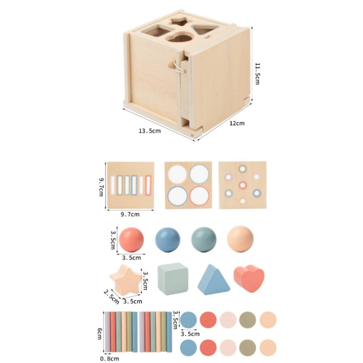 Four-in-Single Shape Sorting Toy Fine Hand Coordination Skills Wooden Color
