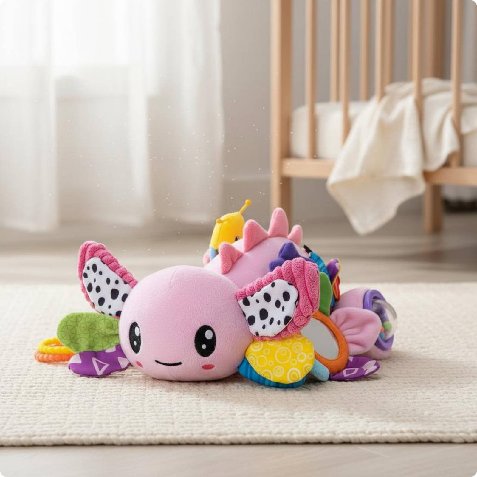 Sensory Soft Toy Soft Stuffed Baby Salamander Rolling Bead Ball for Infants