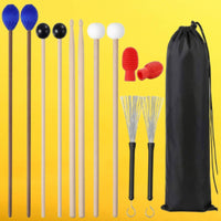 13 Pieces Drumstick and Mallet Set Portable Marimba Mallet and Drumstick Pack