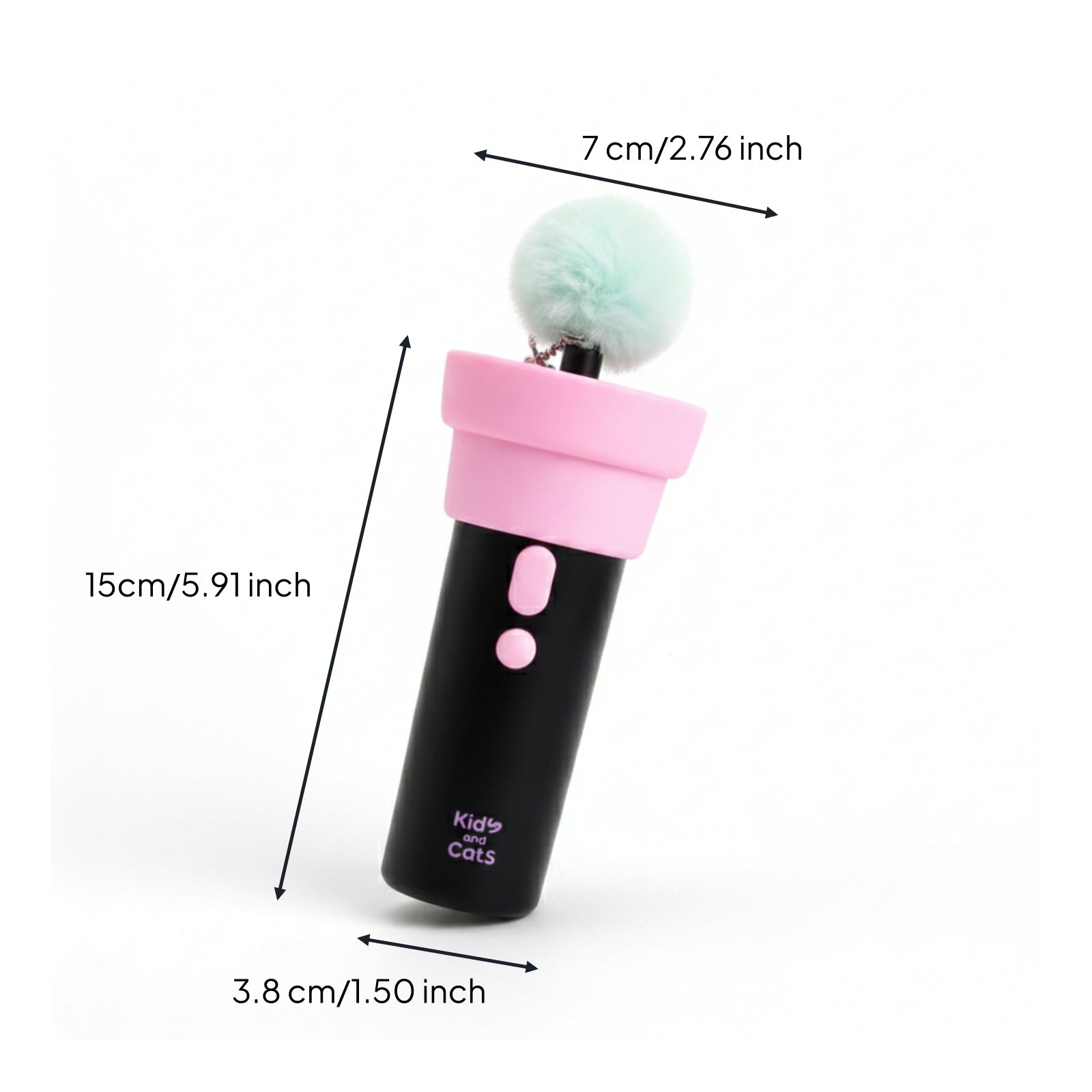 Compact Indoor Use Handheld Cat Teaser Interactive Puff Ball Toy for Cats