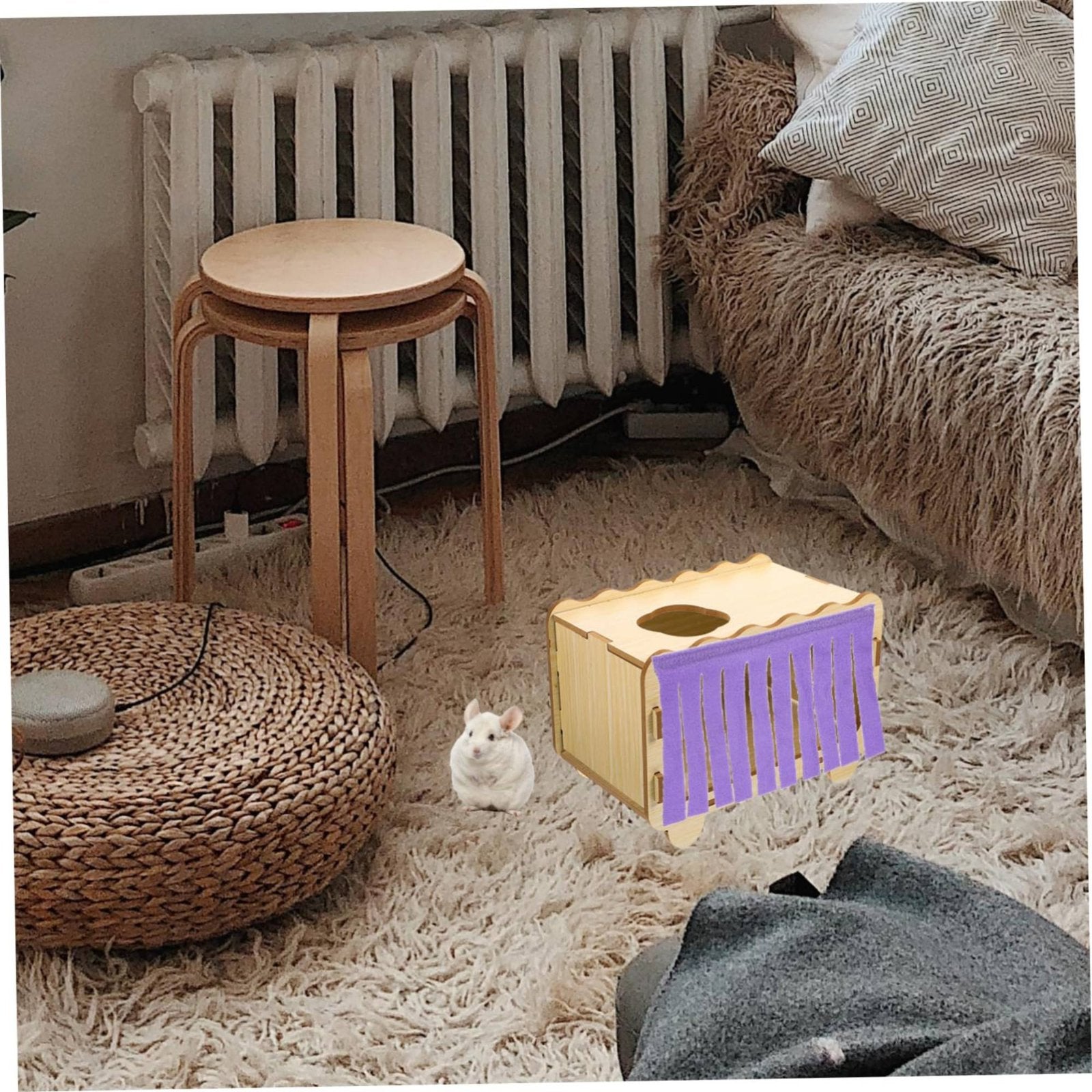 4 Pieces Pet Enclosure Tassel Curtain Provides Shelter for Hamsters, Guinea Pigs
