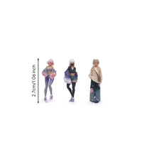 3 Pieces 1:64 Girl Figurines Realistic Design Scale Model Girl Figures