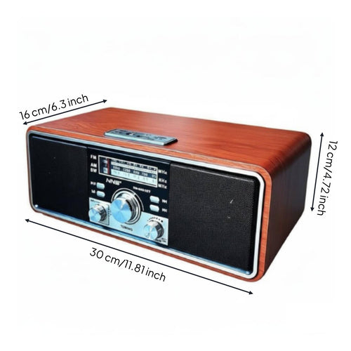 Vintage Wood Radio Bass Boosted Audio Device Built-in Speakers for Home