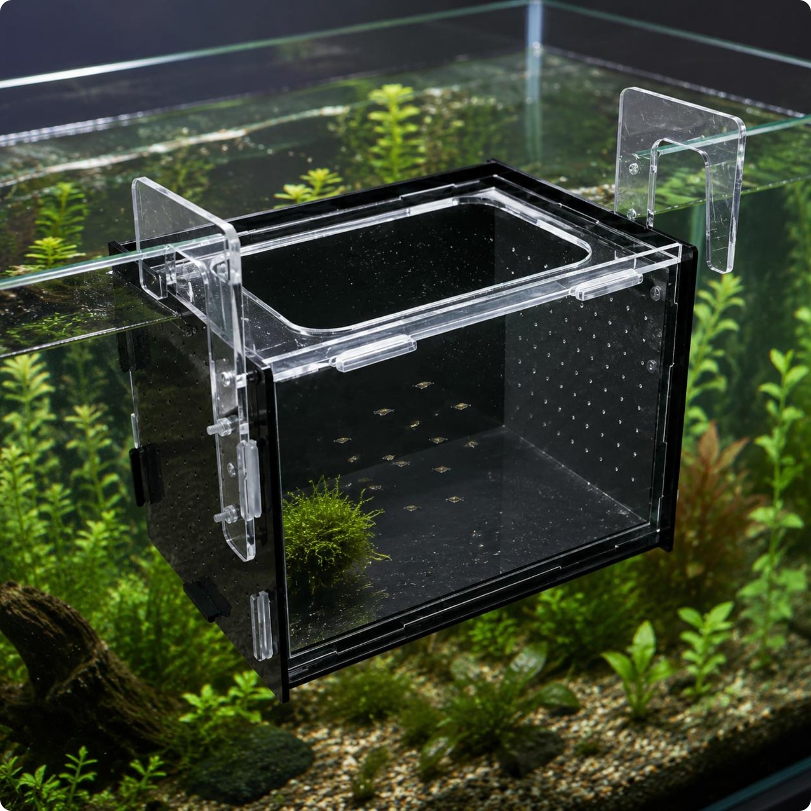 Acrylic Aquarium Isolation Box Transparent Perforated Aquatic Animal Separator