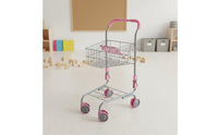 Play Shopping Cart Realistic Design Kids' Metal Supermarket Trolley Easy Assembly Miniature Grocery Cart for Playroom
