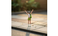 Cheering Girl Figure Photography Props Sand Table Doll Ornament for Hobbyists