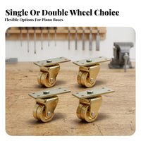 4 Pieces Music Instrument Hardware Dual Wheel Piano Caster Metal Replacement