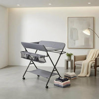 Adjustable Height Changing Table Textile Shelf Foldable Changing Table Wheeled