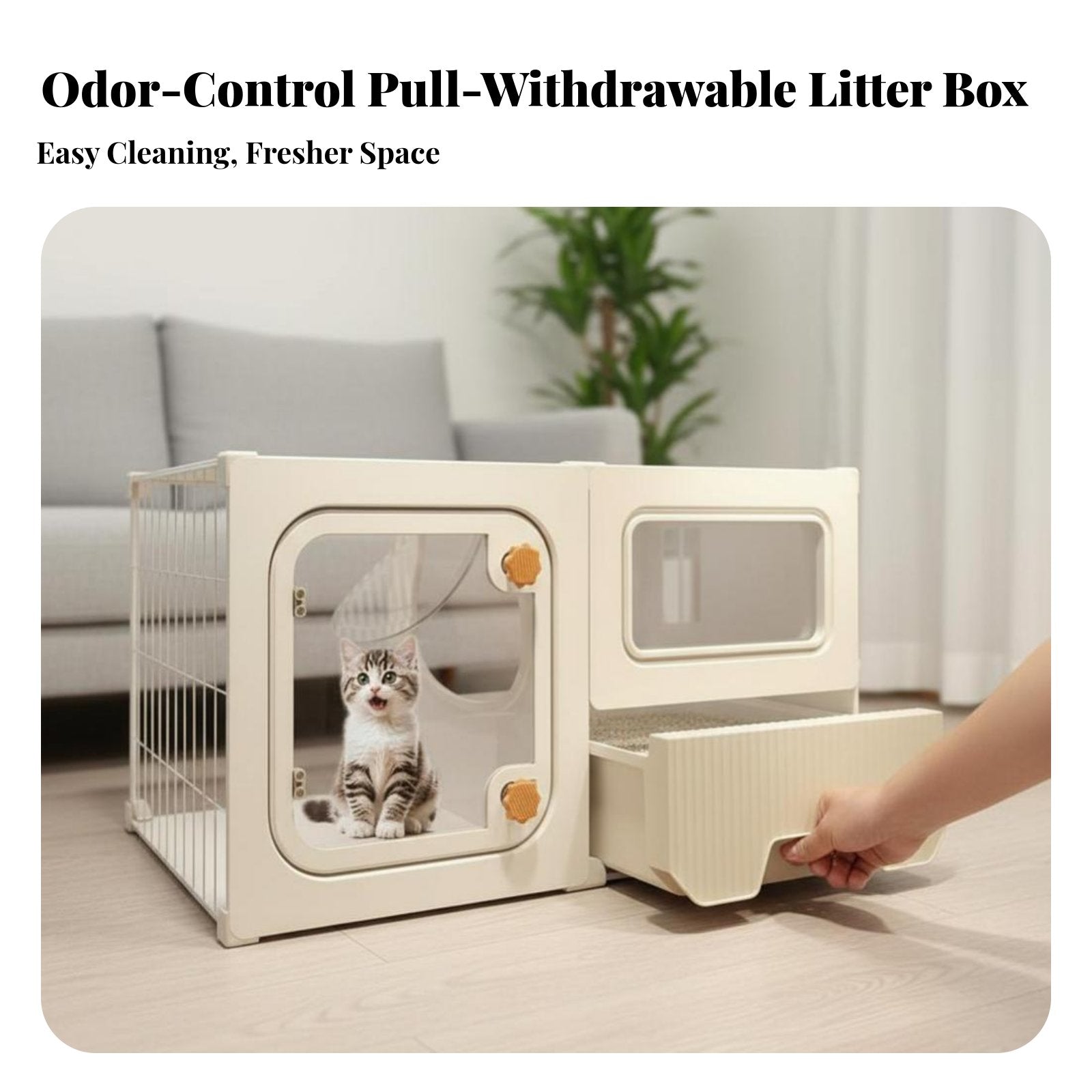 Integrated Feline Enclosure Panoramic View Pet Playpen Secure Locks for Indoors