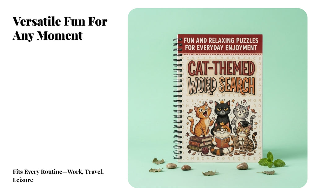 Paper Game Illustrated Cats Spiral-Bound Word Search Book Cream Cover