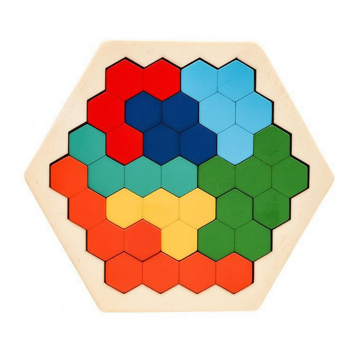 Interlocking Hexagon Puzzle Flat Hexagonal Wooden Puzzle Blister Pack