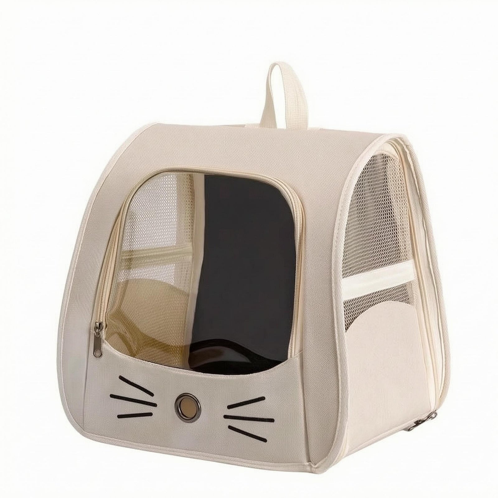 Cube Pet Carrier Ventilation Holes Cat Travel Backpack Chest Buckle