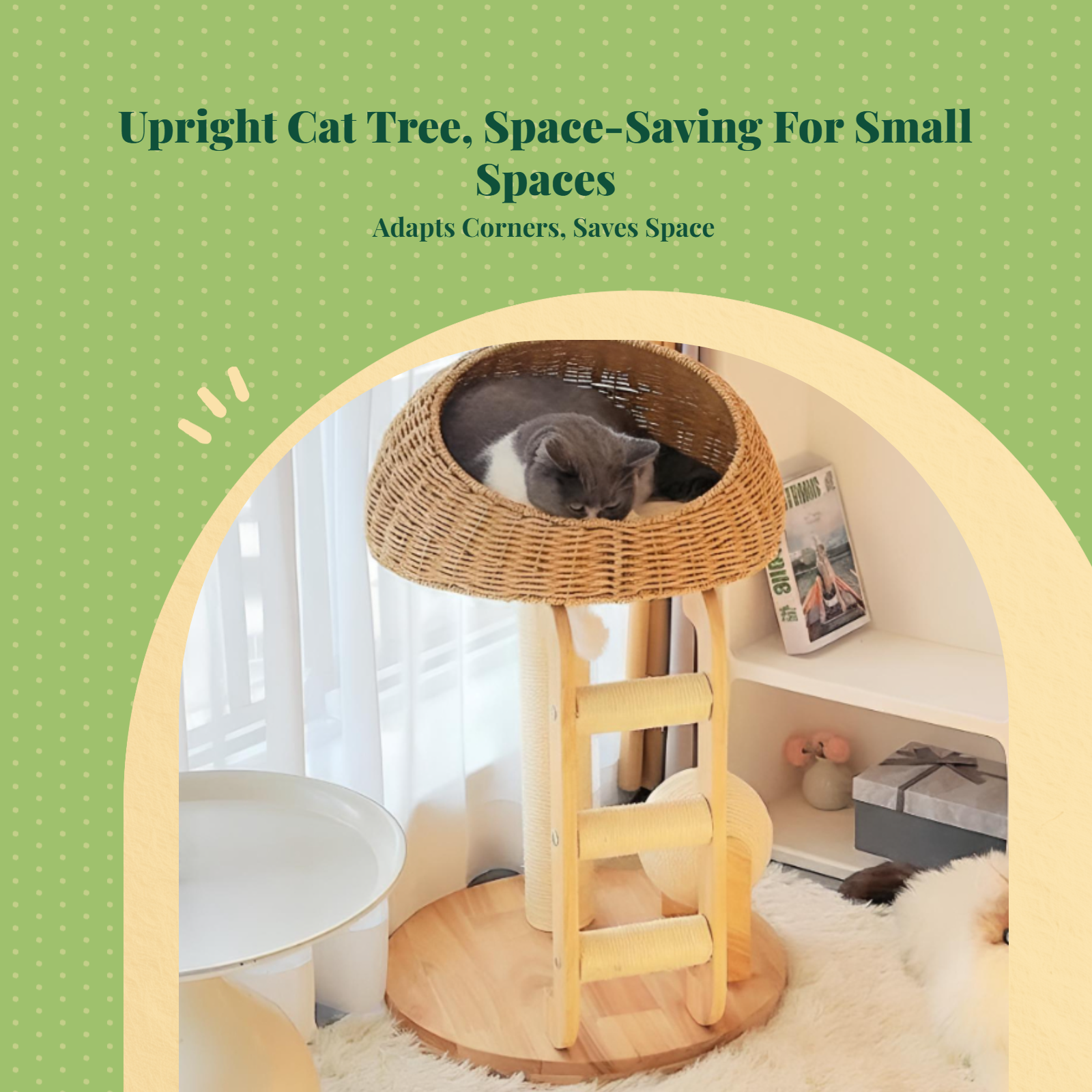 Multi-level compact wood cat tree
