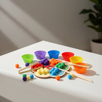 Flower Color Sorting Toy Fine Movement Skills Development Color Matching Toy Rainbow Bead Sorting Set Screen-Non-Digital Fun