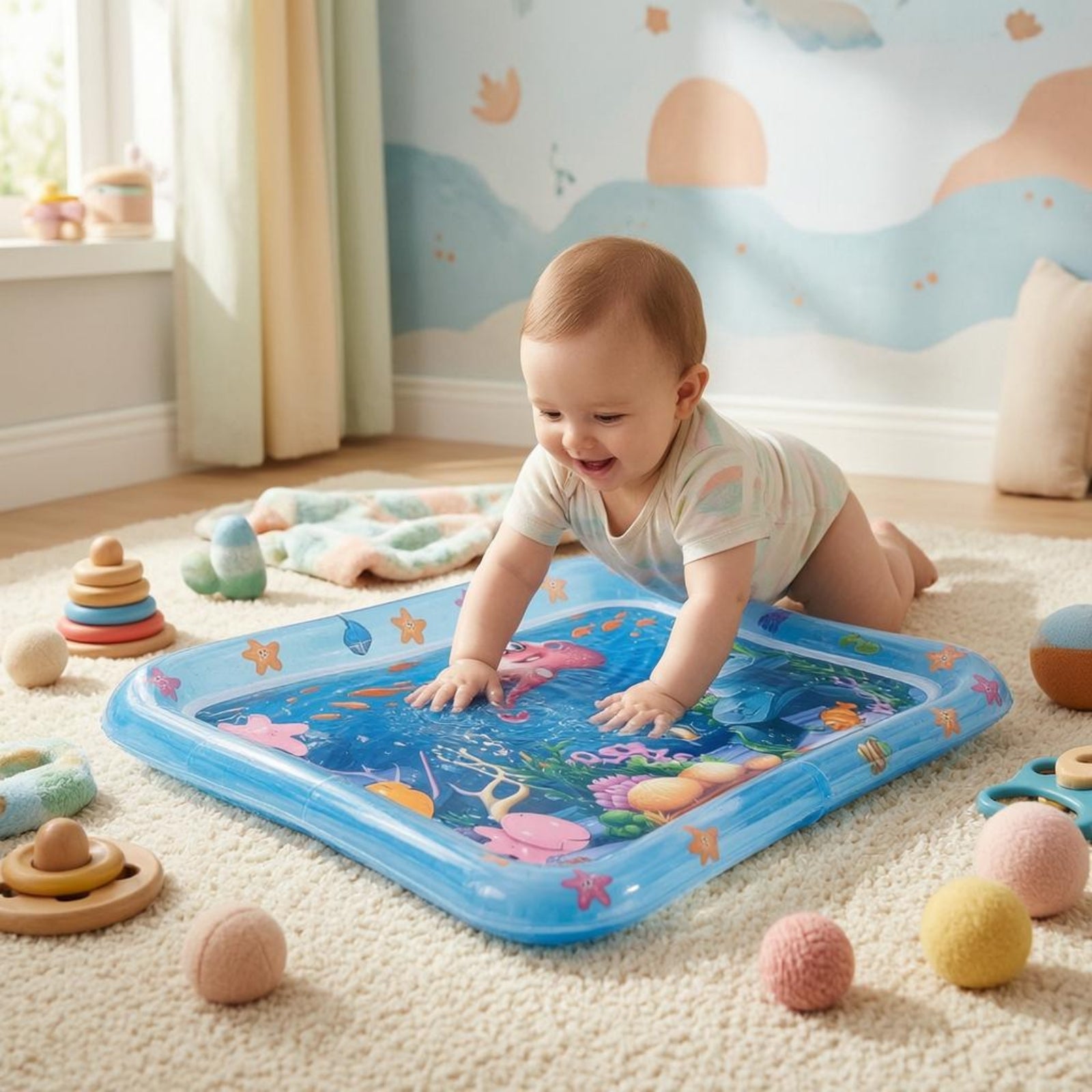Ocean Abdominal Time Mat PVC-Like Baby Water Play Mat Hand-Eye Coordination