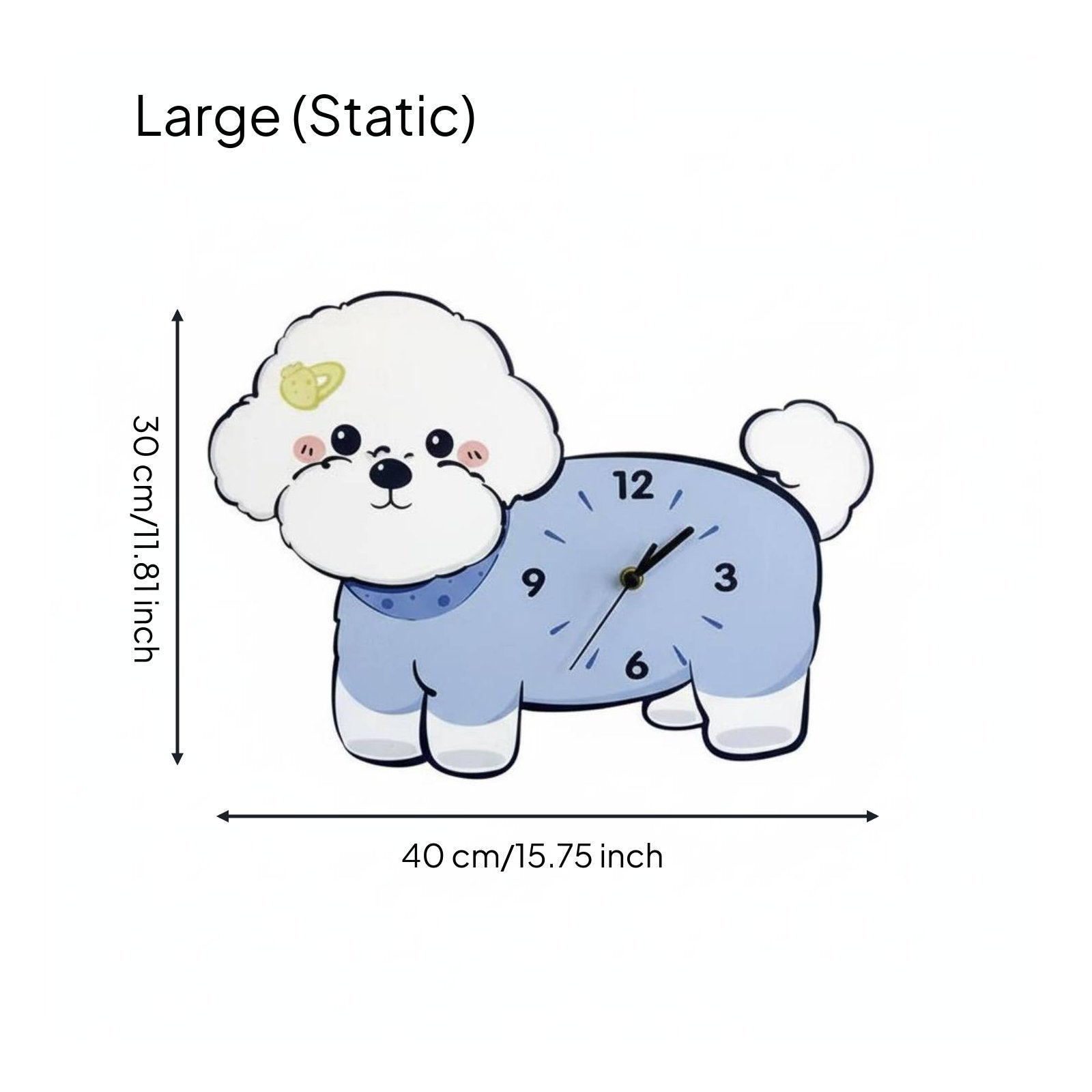 Bichon Frise Wall Clock Unique Gift Wagging Tail Dog Clock for Nursery, Kids