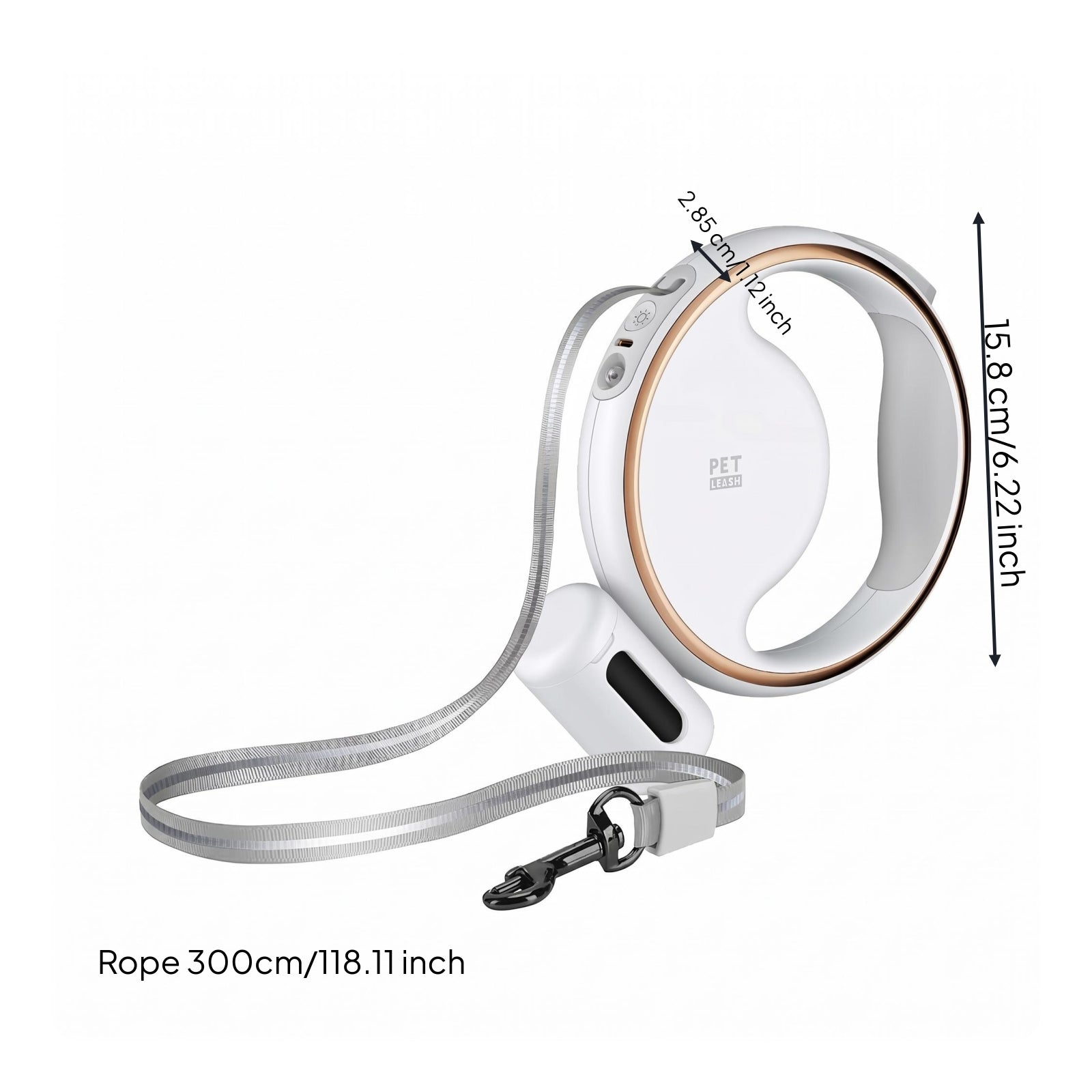 Automatic Retractable Pet Leash Extendable LED Retractable Leash Rust-Proof Hook