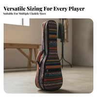 Padded Ukulele Backpack Adjustable Shoulder Straps Ethnic Design Ukulele Case Musical Instrument Accessory Wear-Resistant
