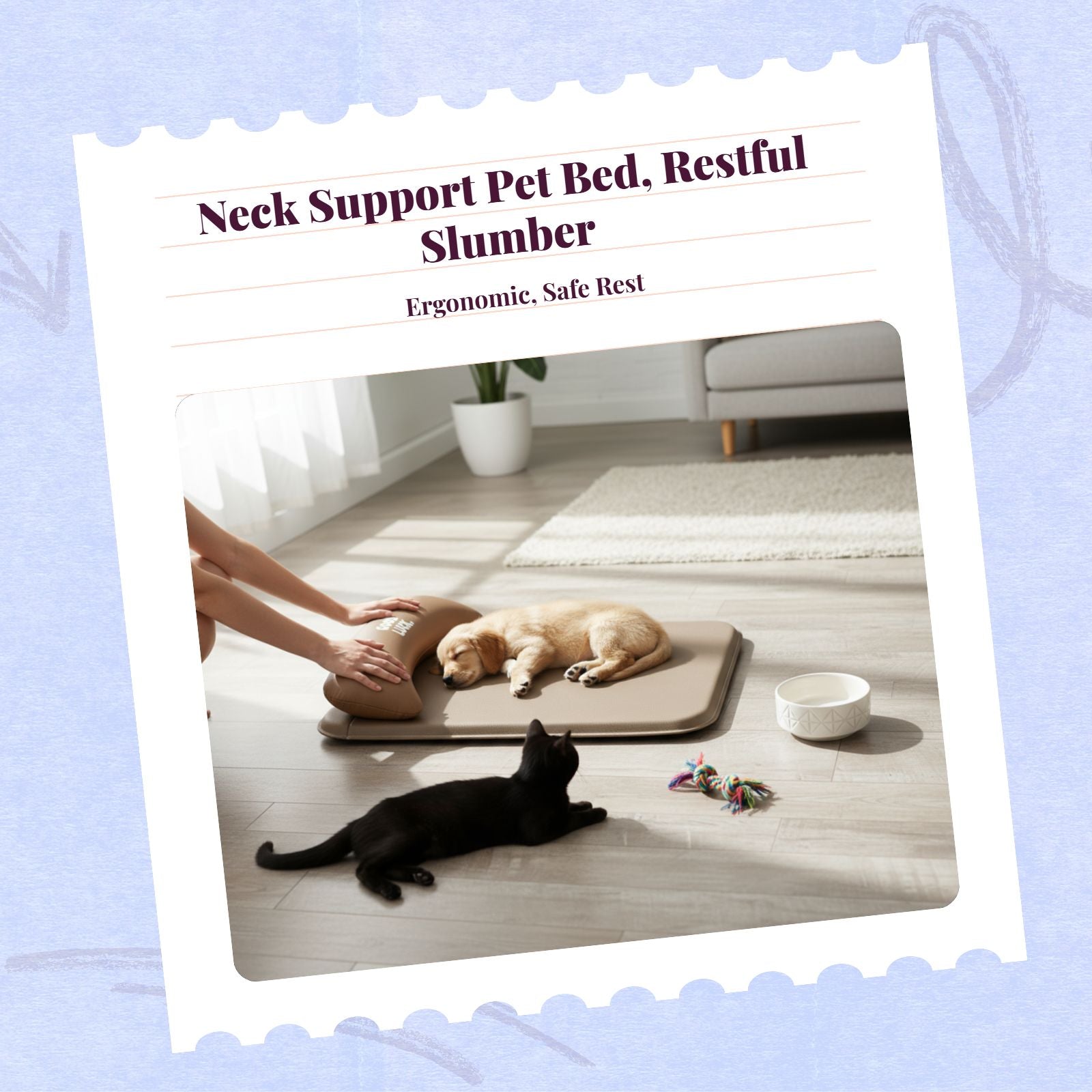Dog Bed, Waterproof Removable Cover, Non-Slip, Easy Care