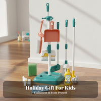 Kids Cleaning Set Pretend Cleaning Tools Realistic Toys Broom and Mop Set for Young Children, Preschoolers