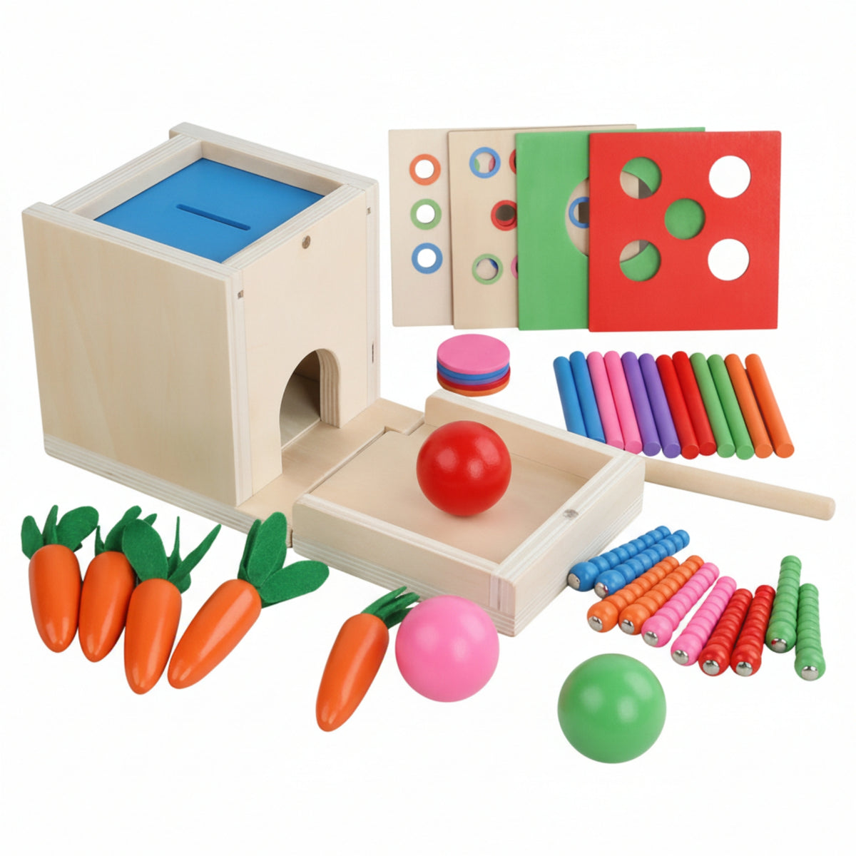 Multifunction Activity Box Fine Motor Skills Wooden Shape Sorter Cube