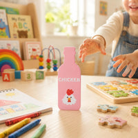 12 Pieces Bottle Bottle-Shaped Pieces Set Labeled Wooden Stacking Toy Painted