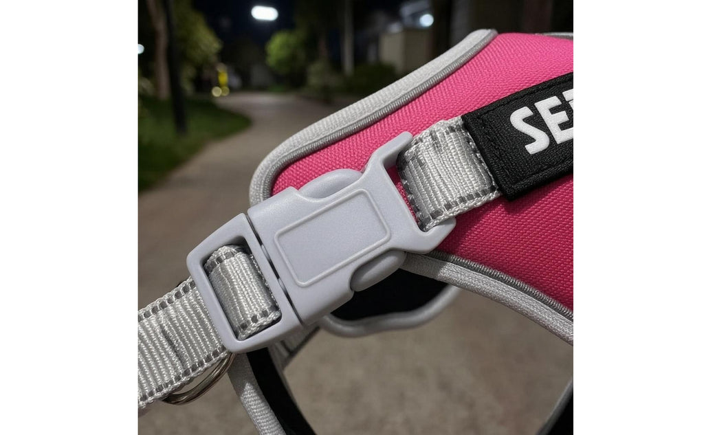 Quick-Release Buckles Service Dog Harness Metal Leash Rings Padded Mesh Harness Top Handle Service Dog Vest Adjustable for Low Light
