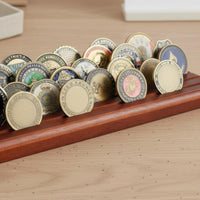 Wooden Coin Display Stand Grooved Slots Commemorative Coin Rack Sturdy for Desk