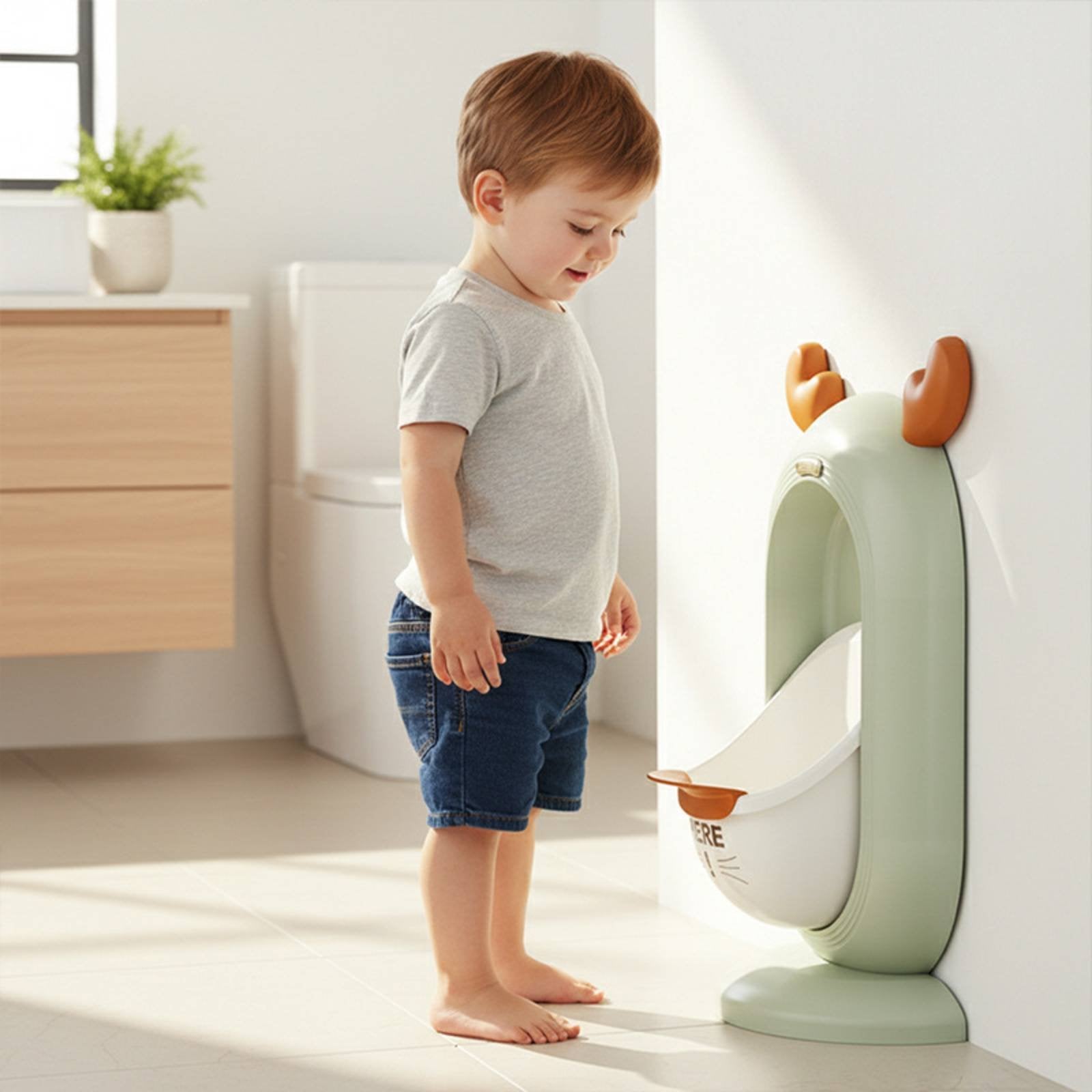 Easy to Clean Boys Standing Urinal Splash Proof Wall-Mounted Training Urinal Material for Toddlers